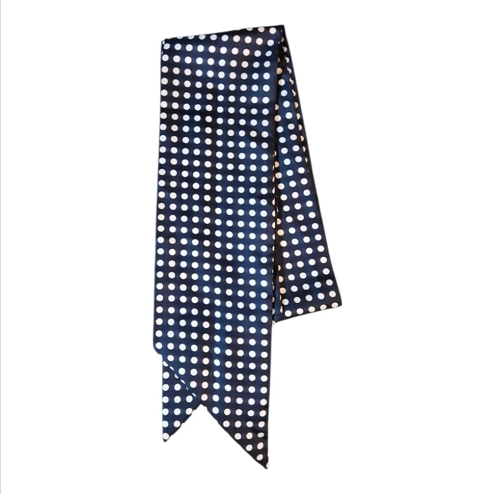 MAISON MARGIELA | Line 10 Polka Dot Silk Twilly / Scarf in Blue and White